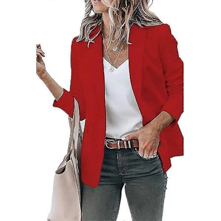 Naisten rento bleiseri, jakku, lovetakki, bisnestyylinen slim fit -päällystakki, punainen 3XL[co]