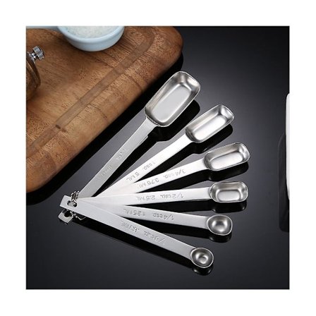 6 stk måleskjeer sett, rustfritt stål måleskjeer, lang håndtak måleskjeer, metall spiseskje