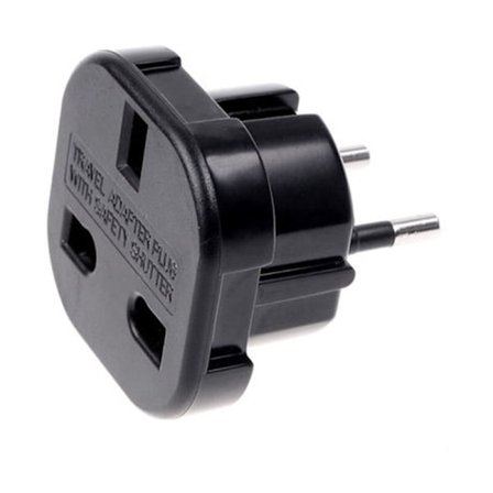 Rejseadapter - Britisk 3-benet Sort - UK Standard Stik til Europæisk Standard Stik