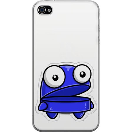 Kompatibel Mobilcover til Apple Apple iPhone 4 Blå tegneseriefigur med åbent udtryk og store øjne i sjov illustration