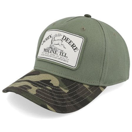 John Deere - Camo adjustable Cap - Twill Dark Green/Camouflage A-Frame Adjustable @ Hatstore