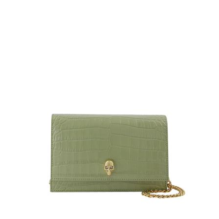 Alexander McQueen, Skull Mini Bag Zielony, Kobieta, Rozmiar: ONE Size
