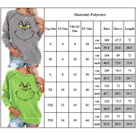 Naisten Xmas Grinch -collegepaita, pitkähihainen pusero, tummanvihreä W