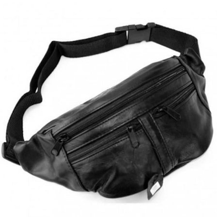 Fanny pack i skinn for menn og kvinner - Svart - Skinn - Unisex