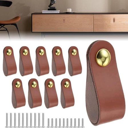 10 st Läder Möbelhandtag, Dörrhandtag.