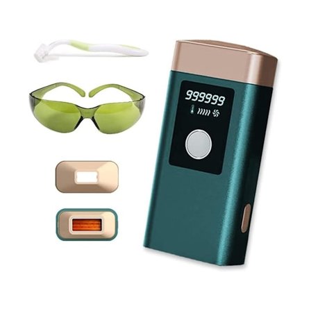 Profesjonell pulserende lys IPL hårfjerning 999 999 blink for kvinner og menn 2 moduser 5 nivåer smertefri for ansikt/armer/ben Grønn YEMAESRE