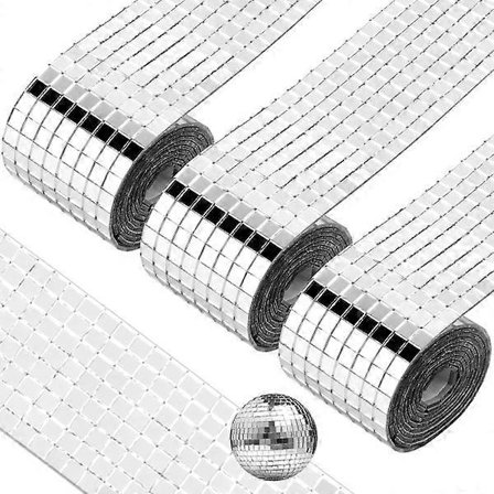 (100 x 4 cm, 3 ruller) Glas spejl mosaik fliser, Mini Square M