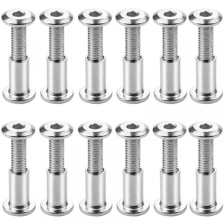12 stk. M6 x 20mm forbindelsesskruer, boltede forbindelsesskruer, sekskantede hoveder
