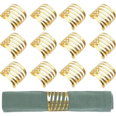 Serviettringer Sett med 12 Gull Servietter Holder for Bryllupsfest Jul Thanksgiving 12PC