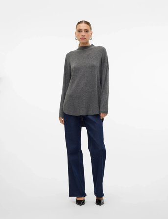 Vero Moda Vmplaza Ls Highnck Long Pullover Ga Noos - Grey - XS