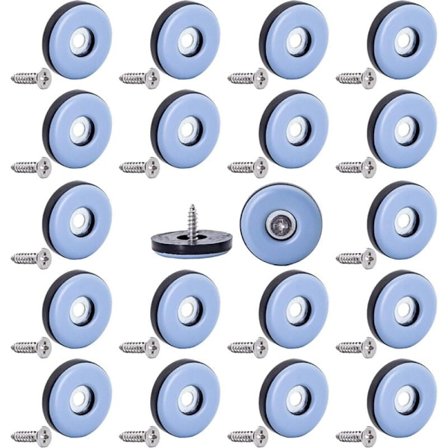 Sæt med 20 stk. 22 mm møbelglidere i teflon til stoleben, gulvbeskyttelse, mobile PTFE-møbelglidere med skruer, til fliser og hårde trægulve
