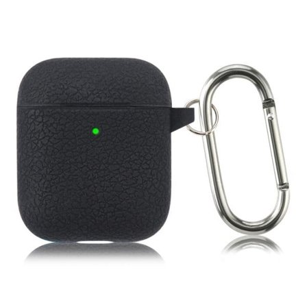 Silikonikotelo karabiinilla AirPods 1 / 2:lle – musta