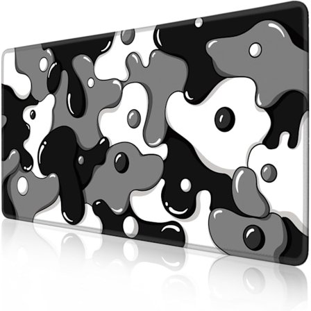 (31.5 x 15.7 tuumaa)Pelaus Hiirimatto Pöydälle, Suuri Söpö Mustavalkoinen Hiirimatto Kannettava, Japanilainen Harmaa Anime Hiirimatto, Pitkä XXL