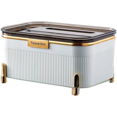 Rektangulär servettlådeöverdrag med förvaringsfack, dekorativ ansiktsvävnad Elegant white
