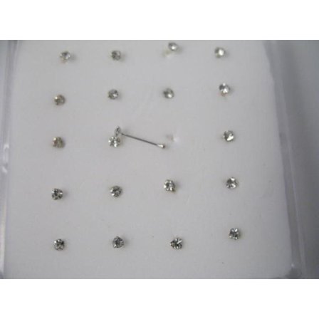 Näspiercing i Silver Med kloinfattad 1,5 mm vitt strass