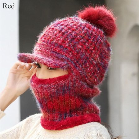 Uldstrikket hue Tørklæde Hattesæt RØD