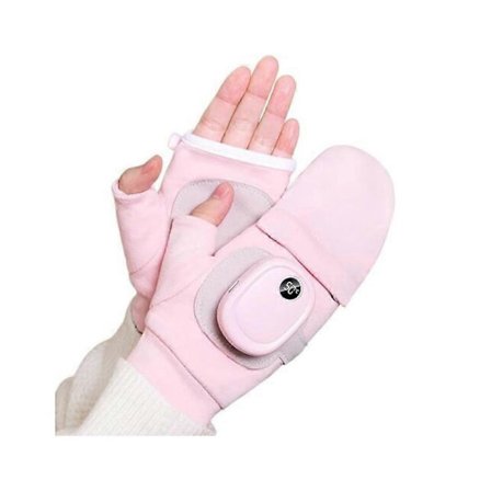 Smarte termostatstyrede opvarmede fingerløse handsker bærbar opvarmning med digitalt display rosa