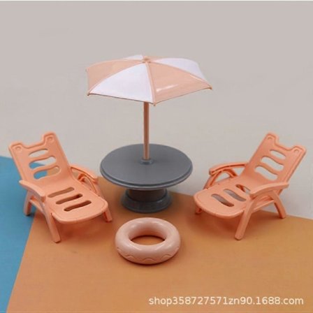 1 Sæt Miniature Dukkehus Strandsæt med Swimmingpool, Badering, Parasol og Strandstol Legesæt til Børn DIY Mini Møbler Bærbart og til Rejser
