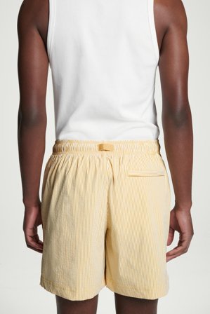 COS Men's Shorts Da Mare In Seersucker A Righe in Giallo