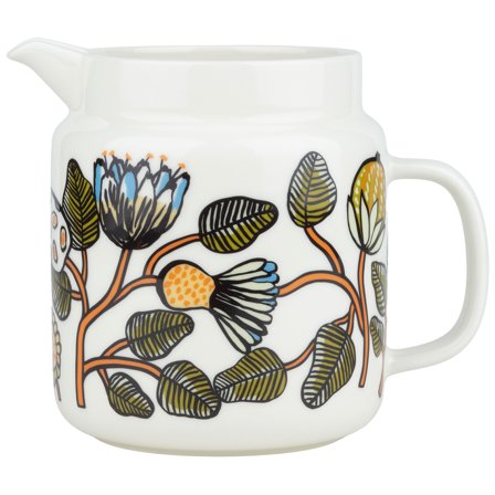 Marimekko Tiara kanne 1,25 liter, hvit/grønn/oransje' - 'HvitOransjeGrønn