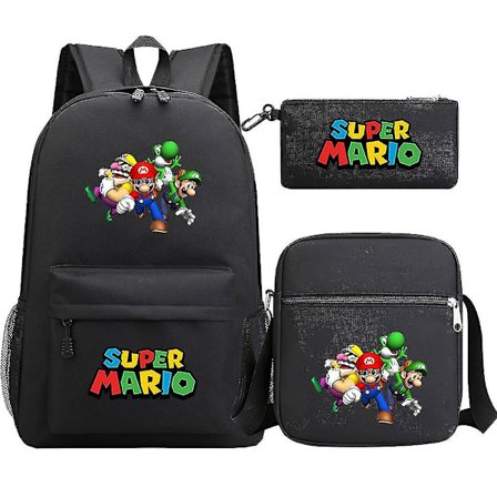 Super Mario Rygsæk - Teenagere, Piger, Drenge - Kawaii, Studerende - Vandtætte Skole Tasker i Lærred - 3 stk - Laptop Mochilas Rygsække