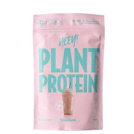 Heey! Vegansk protein 500 g Jordbær - Bodyman.dk