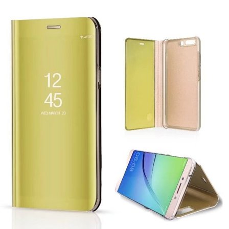 Fodral för Samsung S23 ULTRA Tyrant Guld Elektroplätering spegel vertikalt smart läderställ