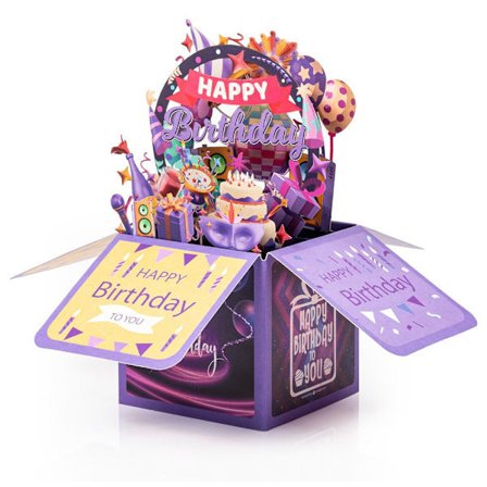 Syntymäpäivälahjakortti, 3D Hyvää syntymäpäivää ponnahduskortti kirjekuorella, ainutlaatuinen käsin taitettu onnittelukortti syntymäpäivälahjaksi 