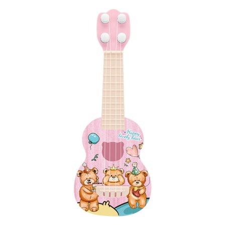 Børns Pædagogisk Musikinstrument Toddler Ukulele Guitar Legetøj 4 Strenge Lille Bjørn Mønster