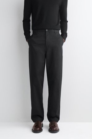 COS Men's Chino In Cotone A Gamba Dritta in Nero