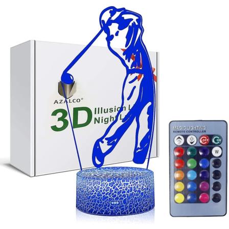 3d Illusion Golf Nattlampa Lampa 16 Färgförändring Touch Vit Sprickfot Med Fjärrkontroll Birthd