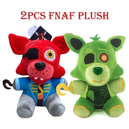 2 st FNAF Plyschleksaker Pirat Foxy Röd Grön Plyschdocka för Pojke Flicka Plysch Present Set leksak mjuk