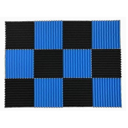 12 stk. 300x300x25mm Akustisk Skum Lydisoleringspaneler Til Ktv Bar Lydisolering Studie Kiler Blå Sort