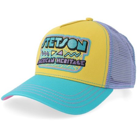 Stetson - Gul trucker Keps - 90s Turquise/Yellow A-Frame Trucker @ Hatstore