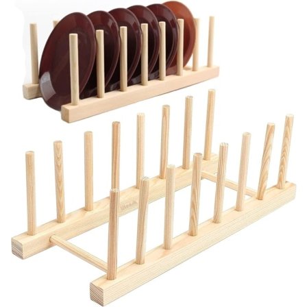 2-pack Bambu Diskställ, Bambu Diskhylla, Bambu Trä Diskställ Avrinningsbräda, Tallrikställ, Kökskåpsorganisatör