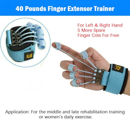 20/40/60lbs Finger Hand Extensor Trainer Exerciser Hand Rehabil Blue