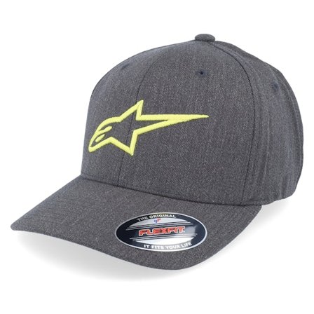 Alpinestars - Gris flexfit Casquette - Ageless Curve Hat Charcoal Heather/Hivis Yellow Flexfit @ Hatstore