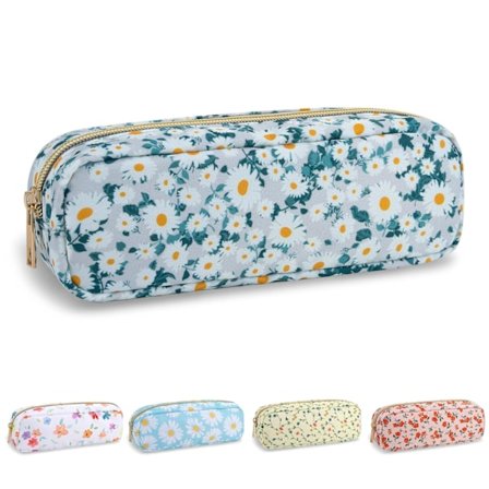 Vanntett Lite Blomstrete Penal Sminkeveske for Veske, Søt Blomster Penal Preppy Nylon Sminkekostholder med Glidelås, Jenter