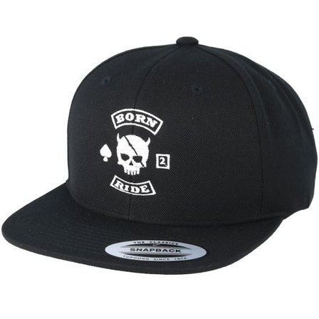 Born To Ride - Svart snapback Keps - MC Skull Patch Black Snapback @ Hatstore