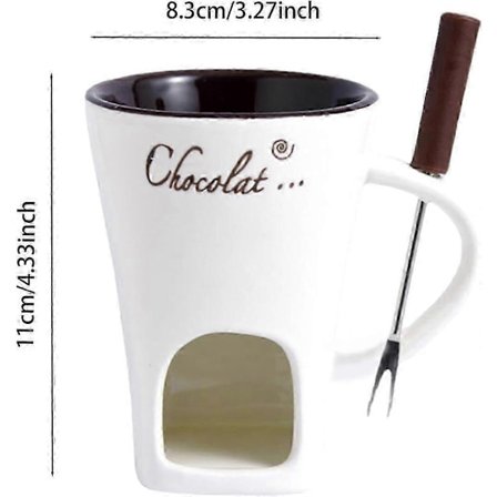 Chokladfondue Mugg Kaffekopp Chokladsmältningsmugg med Gaffel Fonduegryta Värmare Mugg Godis Hot Pot[GKS]