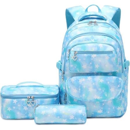 Tre-delt rygsæk til grundskole- og gymnasiepiger, vandafvisende rygsæk med gradientfarve_TF_TF