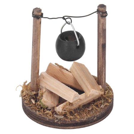 DIY Doll House Öppen spis Trä Miniatyr Dollhouse Ugn Spis Köksgryta Dekor