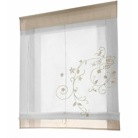 Senaste romerska venetianska broderade korta pastorala tyllgardiner - Sand