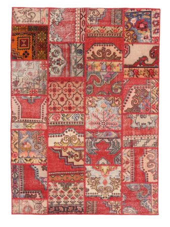 Handgeknüpft Patchwork 169X237 Vintage Wollteppich Dunkelrot/Braun