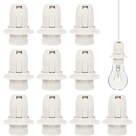 E14 Lampesokkel 10 stk Plast 250 2A Vintage Holder Adapter for Skruelyspære Energisparende Lampe, Hvit