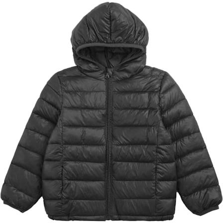 Kevyt, vedenpit v , pakattava, huppuinen pitk hihainen untuvatakki pojille, talvitakki musta Black 15-16 Years