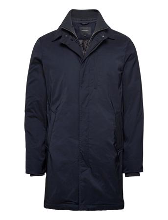 Twill Coat W Detachable Collar Blue Lindbergh