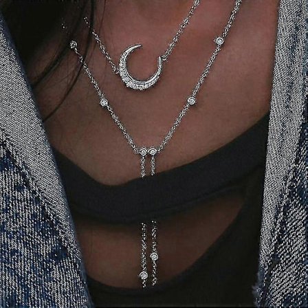 Kristallhalsband med flera element, Hängsmycken med flera lager (NE-0002-13)