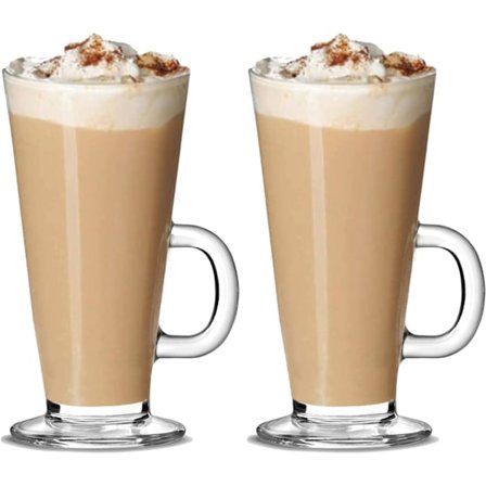 Latte Lasit Tee- ja Kahvikupit 2 kpl Pakkaus - 300ml Lämmönkestävät Kuuman Juoman Kahvilamukit Kahvalla Ihanteelliset