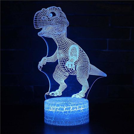 Dinosaur 3D LED nattlyslampe 7 farger bordlamper leker gave til barn hjemmedekorasjon